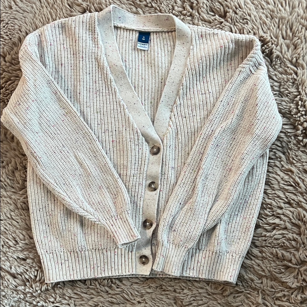 Old Navy Speckled Cream Cardigan Sweater
